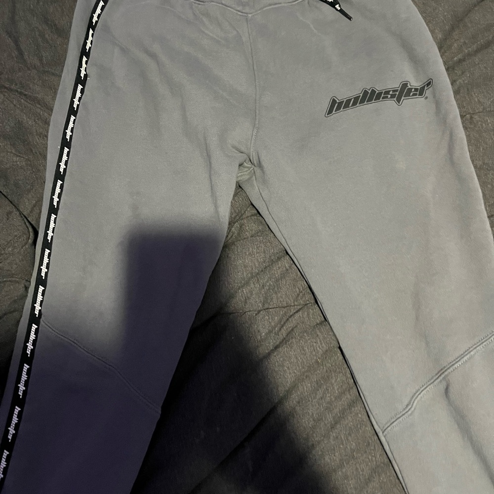 Hollister Gray Joggers with Logo Tape